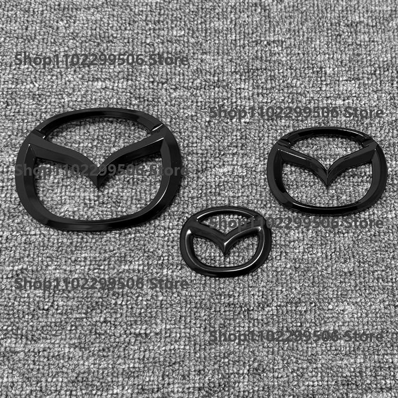 For Mazda MX5 Miata NC ND Black ABS Front Grille Emblem Steering Wheel Rear Trunk Badge Logo Rear Tail Refitting Decoration