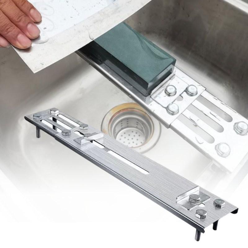 Versatile Non-slip Stainless Steel Sharpening Rack With Natural Sharpening Stone