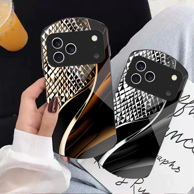 Abstract Geometry Art For iPhone 17 16 15 14 Pro 13 Plus 12 Mini 11 Pro Max XR X S 7 8 Elliptical Tempered Glass Phone Case