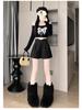 Women's Gray High-Waist Woolen Wide-Leg Pants: 2024 Autumn/Winter Slimming A-Line Shorts