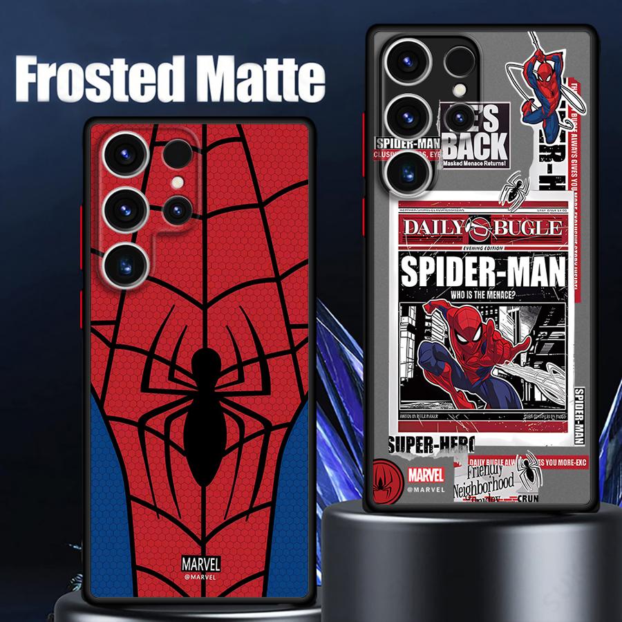 Custodia Marvel Spider-Man per Samsung Galaxy S25 S23 Ultra S24 FE S22 Plus S20 S21 S10 Note 20 10 Cover Posteriore in TPU Opaca