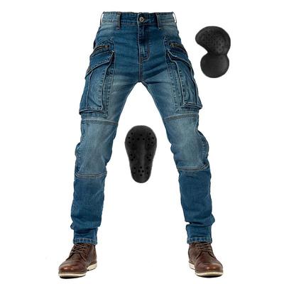 Herren Motorrad-Reithosen für vier Jahreszeiten - Sturzschutz, Große Tasche, Schlanke Passform, Hochelastischer Denim