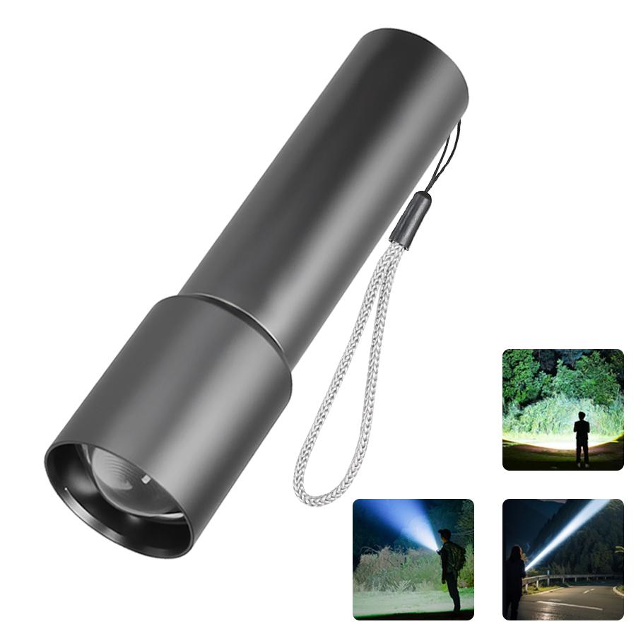 LED Strong Light Flashlight USB Rechargeable Aluminum Alloy Telescopic Zoom Flashlight Outdoor Searchlight Remote Torch Lantern