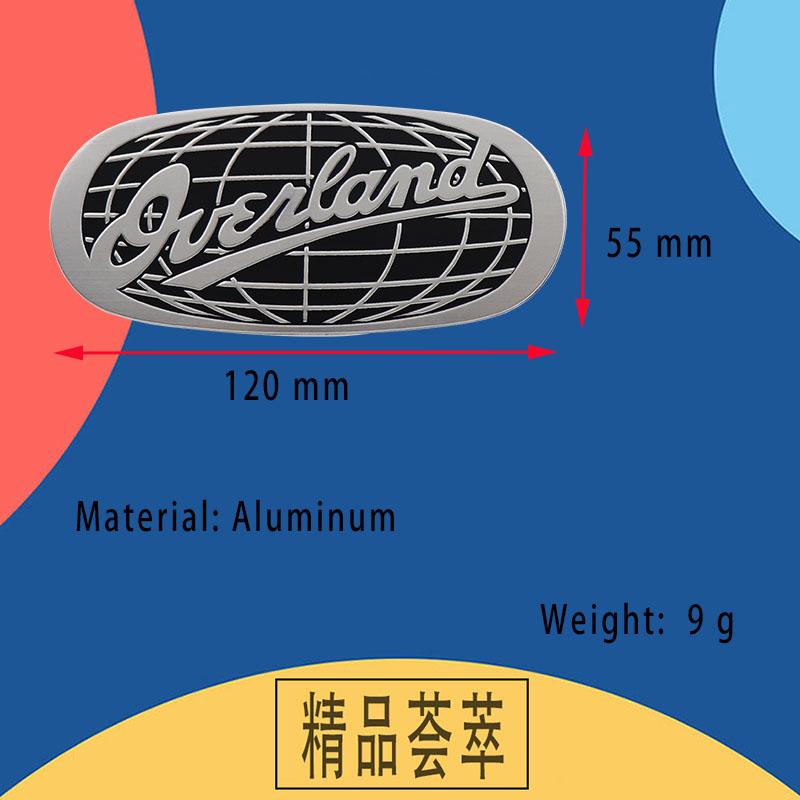 3D Overland for Off Road SUV Car styling Fender Rear Trunk Emblem Badge Sticker
