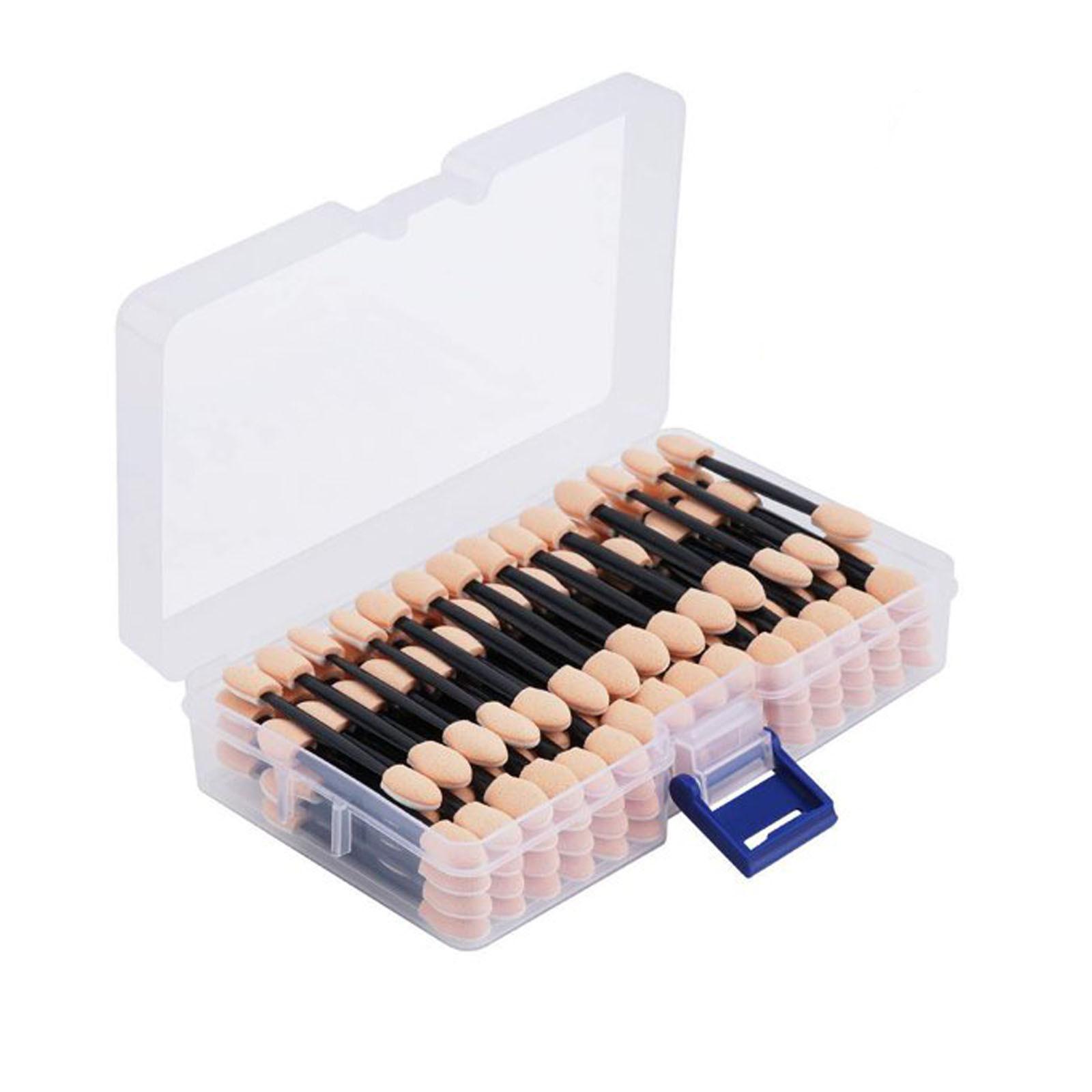 

Одноразовые двусторонние аппликаторы для теней для век с контейнером, 4 цвета, кисти для теней для век, аппликатор для макияжа, 120 шт. бежевый