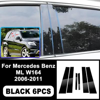 Para Benz ML W164 2006-2011 Pegatinas para Pilares B C Negro Piano, Fácil instalación PC Moldura de Ventana Anti-Arañazos Piezas de Estilo Exterior