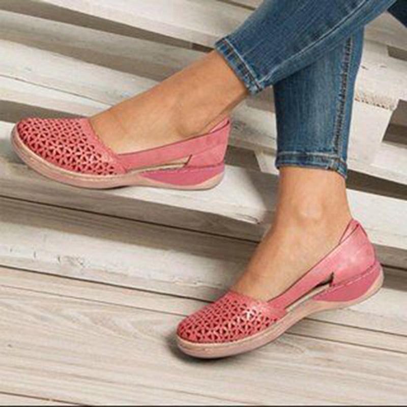 Women Breathable Hollow Slip on Flat Loafer Sandals Shoes