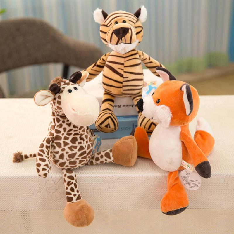 Zoo Forest Animals Plush Doll Toys Cartoon Giraffe Lion Monkey Dog Tiger Lifelike Plush Stuffed Doll Children's Birthday Gift