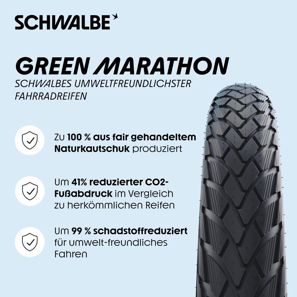 SCHWALBE Pneu à tringle Marathon 20x1.75 (Authentique) pour les vélos à petit diamètre et la conduite en ville