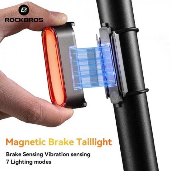 ROCKBROS Cycling Brake Taillight Seat Magnetic Sensor Antitheft Bike Smart Light