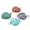 1Pc 22x20mm Love Heart Charms Natural Stone Pendants Crystal Amethyst Charms For Jewelry Making DIY Necklace Bracelet Earrings