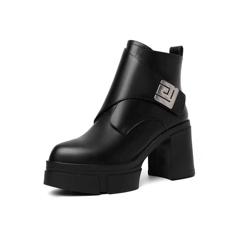 Womens Ankle Boots 9CM Ultra High Heel Platform Round Toe Chunky British Style Fashion Winter