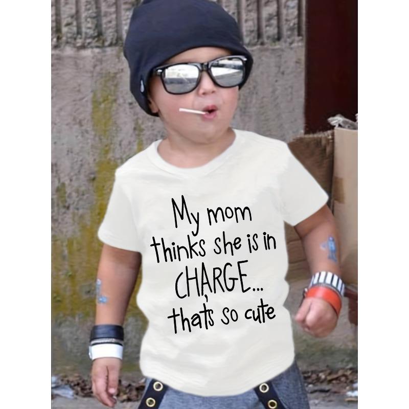Taglie europee "Mia Mamma Pensa di Essere al Comando... È Così Carina" T-shirt Girocollo Top Casual Morbida Comoda Vestiti Estivi per Ragazzi