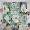 2pcs Seamless Border With Colorful Flower Patterns Watercolor Falling Leaf Prints Curtains For Living Room Bedroom For Home Deco