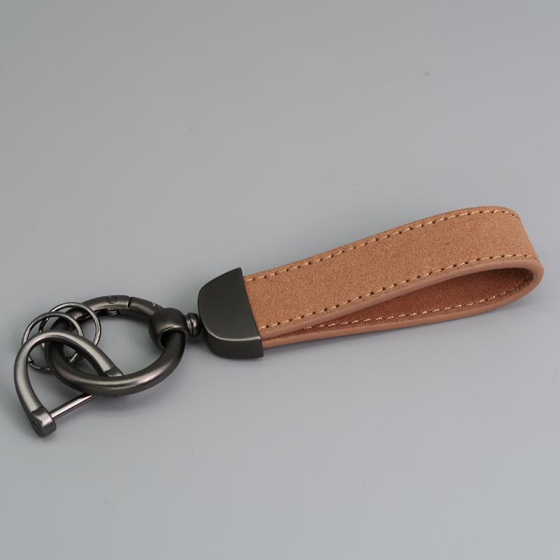 Customizable Microfiber Suede Car Keychain - Laser Engraved Logo Gift