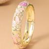 Colorful Vintage Cloisonne Bangle Traditional Chinese Flower Crystal Bangle Classic Enamel Floral Women's Hand Bracelet Girls