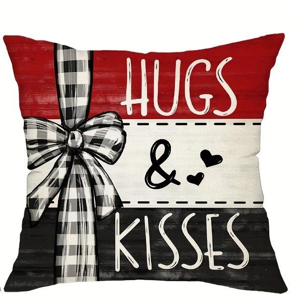 Home Decor Hearts & Hugs: Love, Kisses, and Blessings Pattern Cushion Cover Suitable for Sofa Bedroom Car Pillow Cover