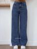 2025 European & American High-Waisted Straight Solid Color Women's Washed Jeans