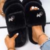 Pantofole da donna soffici diapositive Cartoon Teddy Decor sandali di design di lusso da donna infradito in pelliccia sintetica pantofole piatte scarpe pelose