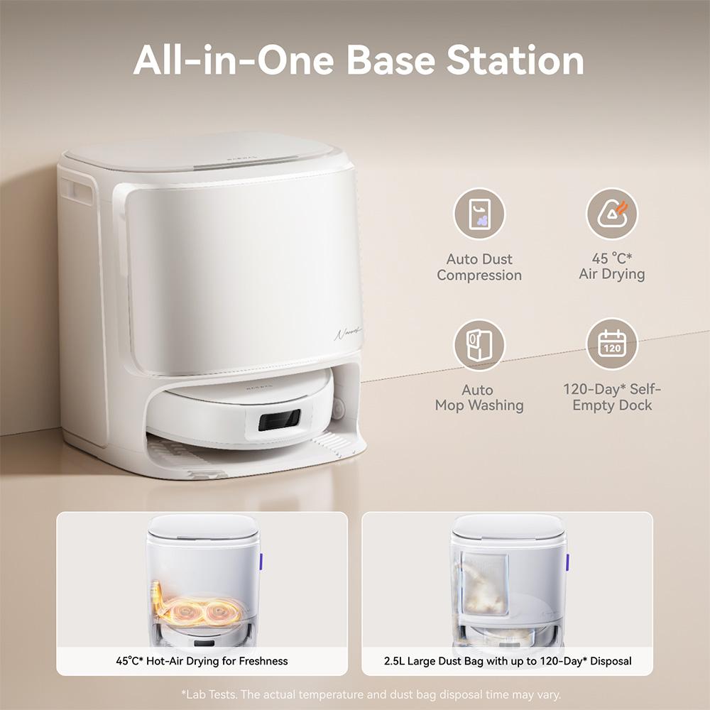 Narwal Freo X10 Pro Robot Vacuum Cleaner, Tangle Free Robot Mop, 11000Pa Powerful Suction, Self-Emptying, Auto Mop Washing, Auto Drying