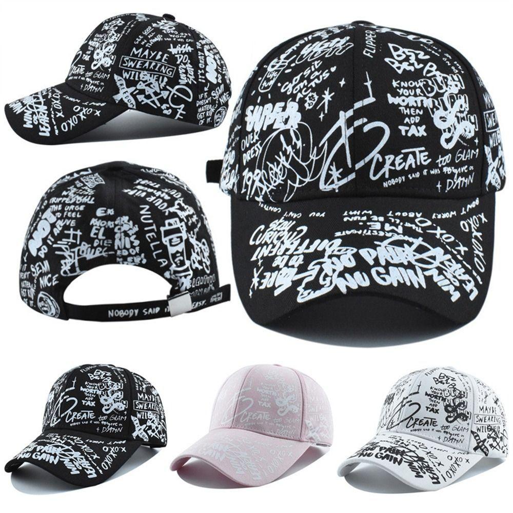 Quick Dry Baseball Caps UV Protection Letter Geometry Printing Sunscreen Hat Colorful Graffiti Print Hip Hop Sun Hat Outdoor