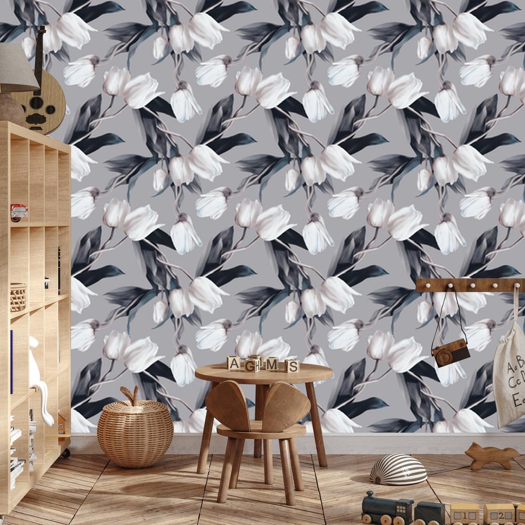 Painted Tulips Wallpaper for Living Room and Bedroom 50x1000