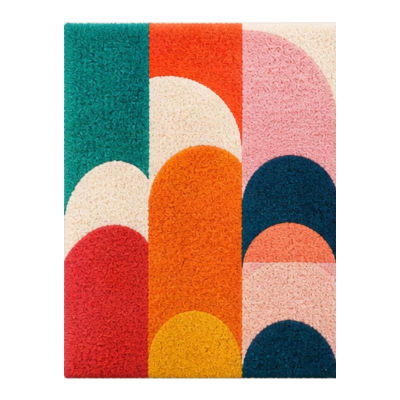 Geometric Abstract Latch Hook Pillow & Rug Kit DIY Section Embroidery for Home Decor, Modern Gift