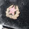 Winter Warm Fleece-lined Military Style Beanie Hat With Camo Leaf Print Soviet Emblem Men Women Outdoor Use
