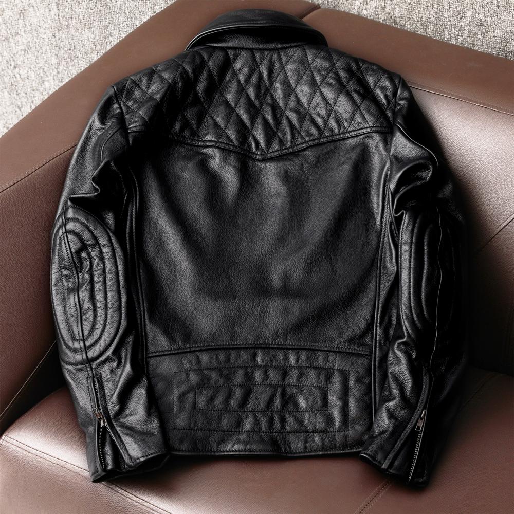 Men Genuine Leather Motorcycle Jacket with Built In Armor Pockets Trendy Biker Outfit