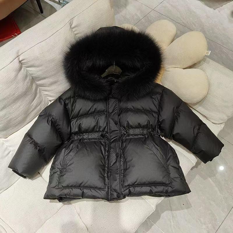 Children's Winter Hooded Cotton Jacket Mid-length Boys and Girls Thick Down Jacket Children's Clothing