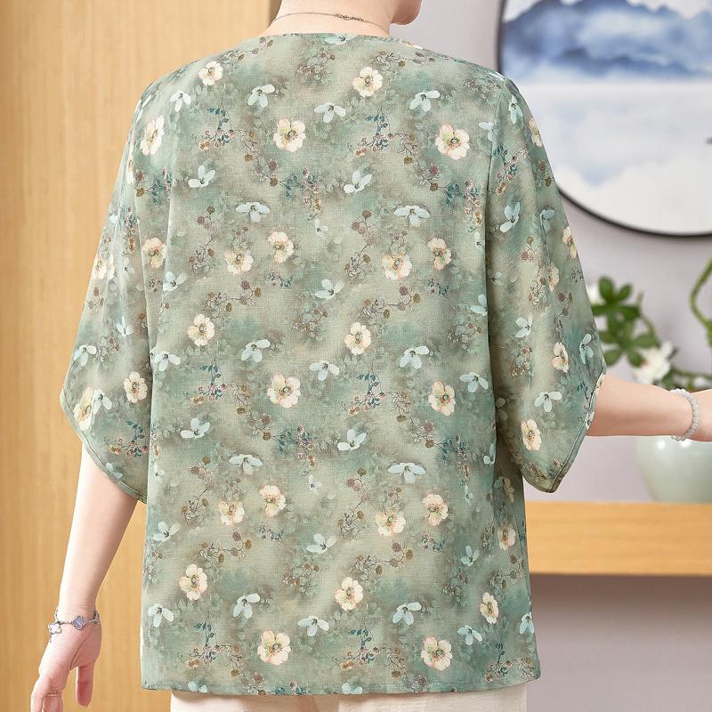 Plussstørrelse 3XL-8XL Sommer Casual Bluser for Kvinner Topper Løse Vintage Klær Oversize Halvermet Skjorte