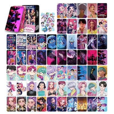 92 Stück Korean Idol Dämon Film Jäger Karten, Anime Stil Cartoon Lernkarten Fotokarten Lomo Karten Set Wasserdichte Karte