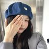 Korean Style Cloud Cowboy Cap Solid Color Denim Octagonal Hat Retro Denim Beret  Ladies