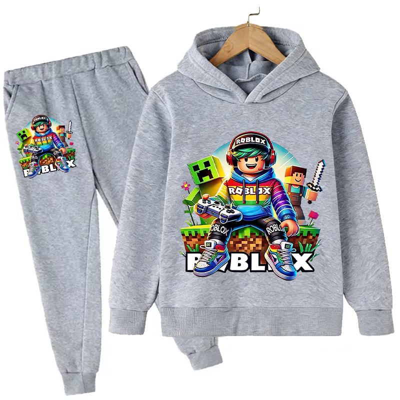 2026 autumn Hot Game Roblox Cartoon Printed Children Clothes boy Autumn/winter Hoodie Set Kid Fashion Pullover Tops+Pant Suit
