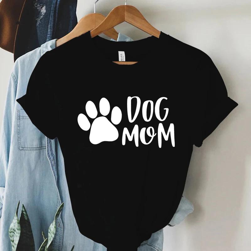 Dam T-shirt Hundtassar Mamma Tryck T-shirt Dam Kortärmad O-Hals T-shirt Damer Ledig Skjorta Kläder Toppar Hundtassar Mamma Tee
