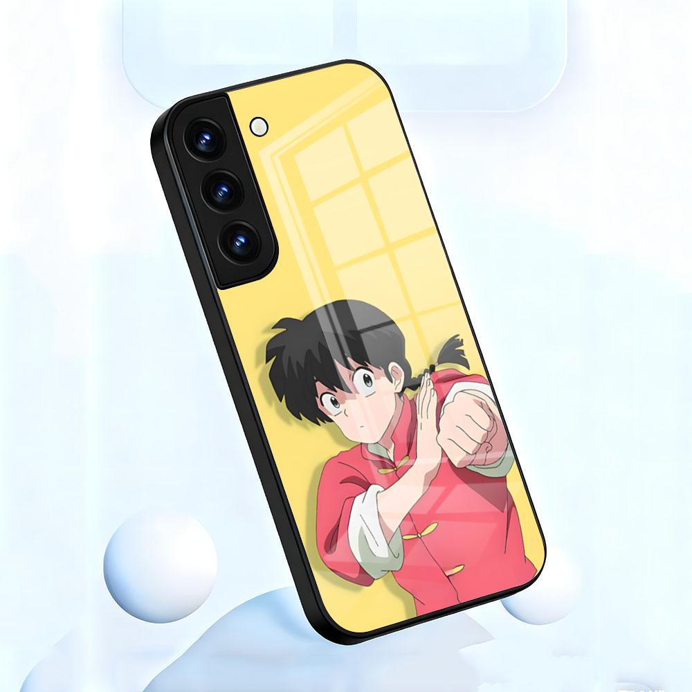 Cartoon R-Ranma 1 2 Phone Case For Samsung S26 S25 S24 FE S23 S22 S21 Plus S20 Ultra Note20Ultra Black Glass Cover