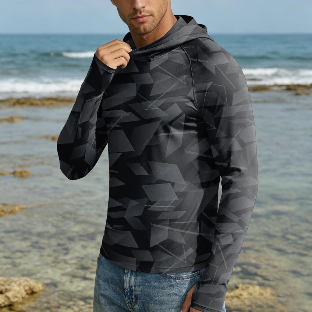Herren UPF50+ Sonnenschutz Hoodie Langarm Schnelltrocknend Leicht Atmungsaktiv Sportshirt für Outdoor-Aktivitäten