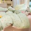 Korean Style Floral Duvet Cover 4-piece Set Washed Cotton Bed Sheet Bedsheet Duvet Cover Set Bedding Set Single 3-Piece Set