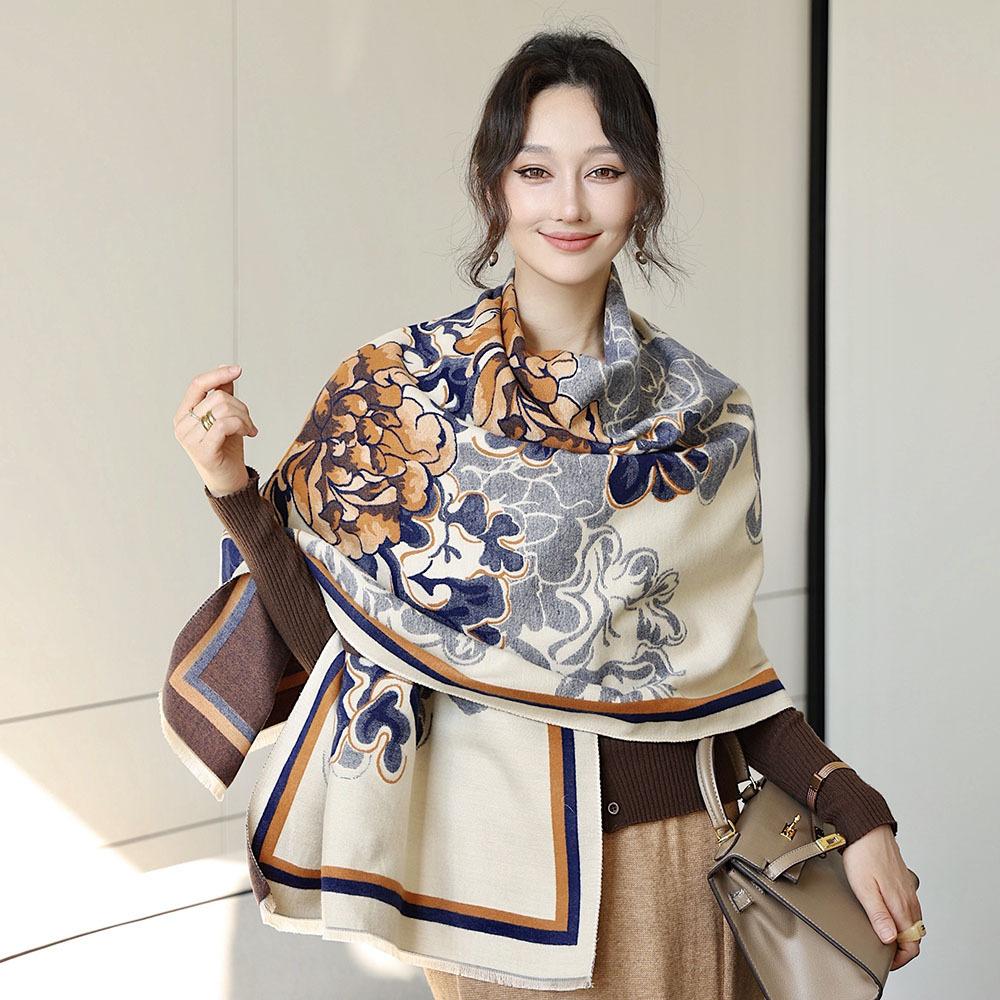Double Sided Scarf For Women, Autumn And Winter Long Style, Suitable For Both Wearing And Wearing Cloaks, With A Thick Imitation Cashmere Shawl