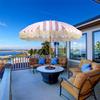 Striped Outdoor Sunshade Umbrella with Fringe Sun Shelter with Tilt Pole for Balcony Terrace Swimming Pool Beach Garden