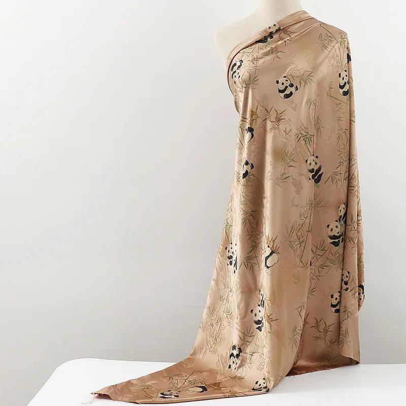 Chinese Style 100x150cm Panda Bamboo Leaves Jacquard Fabric for DIY Cheongsam Dress Shirt Apparel Material