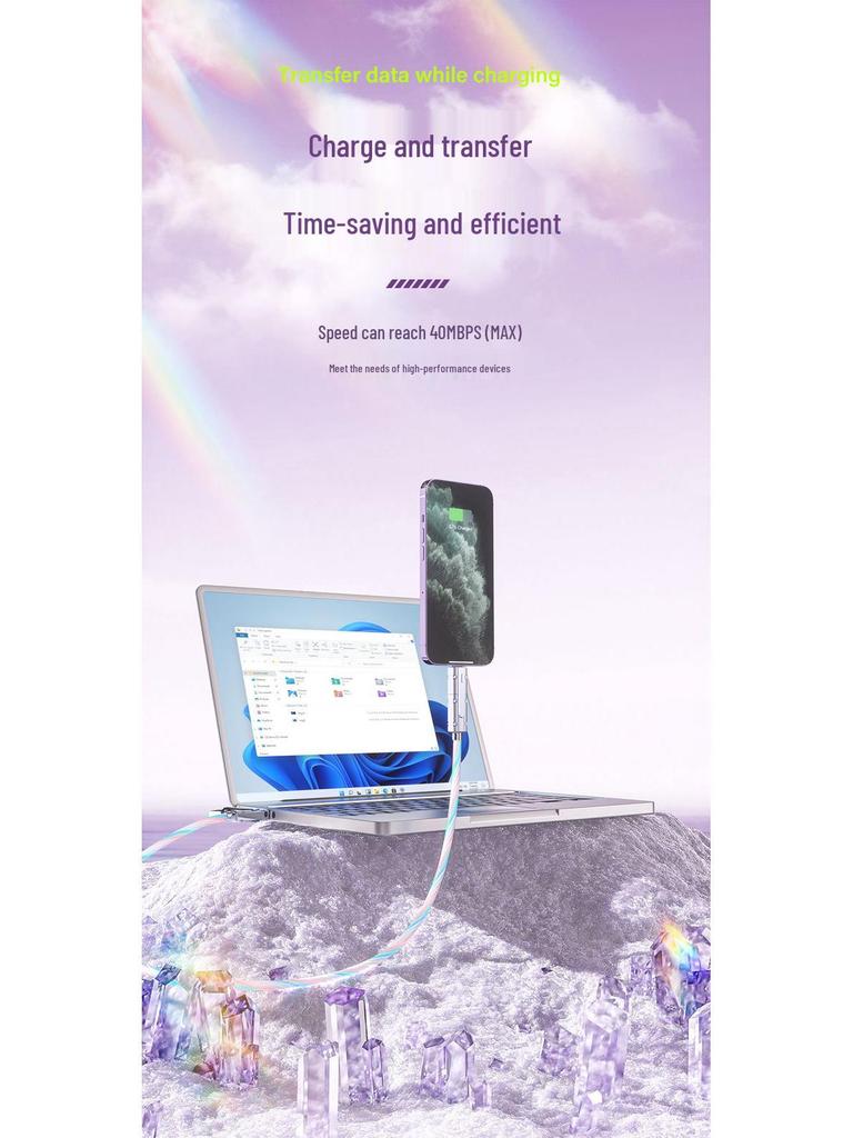 Four-in-One Luminous Fast Charging USB-C to Multi-Device Glowing Charger Cable