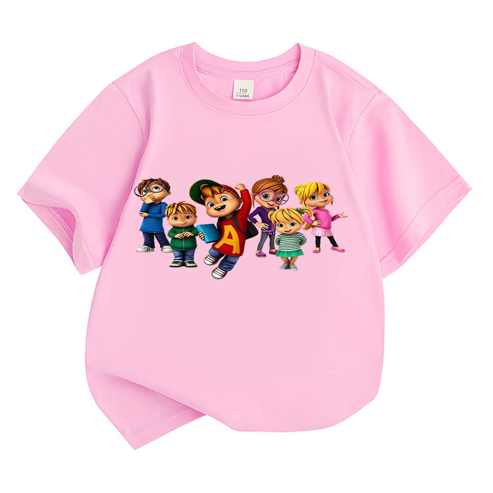 Alvin and The Chipmunks Children's Cartoon T-Shirt Cotton Kids Tees Cute Boys Girls Tops O-Neck Short Sleeve for Summer Toddler