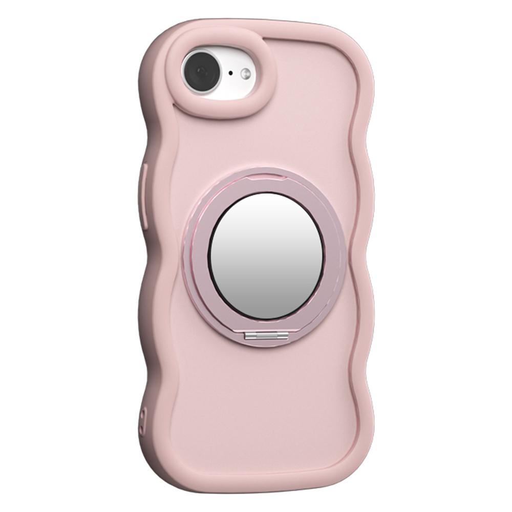 For iPhone 16e Case Magnetic Case Wave Edge TPU+Acrylic Phone Cover with Mirror Kickstand