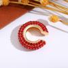 Retro Fashion C-Shaped Bling Ear Clips with Colored Diamonds - Trendy No-Pierce Earrings