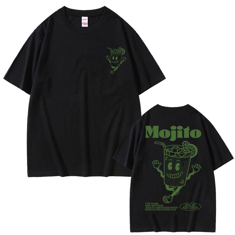 2025 Summer Funny Mojito Cocktail Graphic T-shirt Men's Cute Vintage Cartoon Oversized Tshirts Men Women Short Sleeve T Shirt