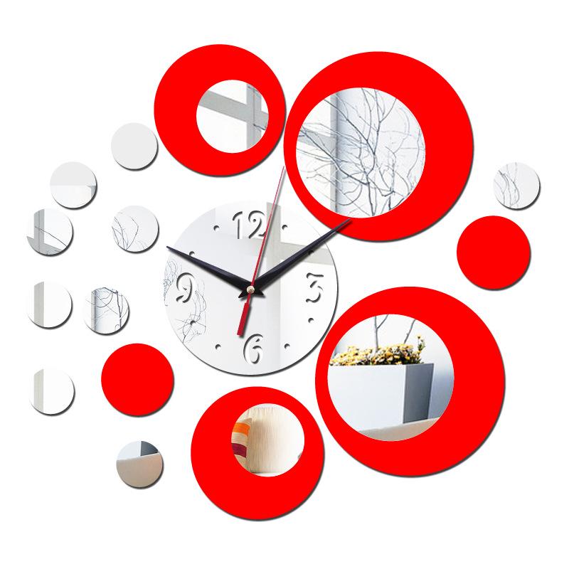 Explosive Circle Two-color Combination Acrylic Mirror Wall Sticker Wall Clock Mute Diy Decoration Wall Clock 3d