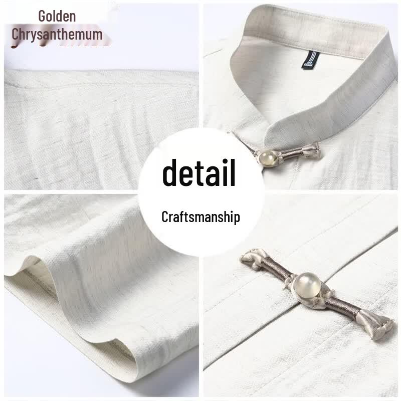 Men's Linen Blend Short-Sleeve Tang Suit Shirt