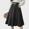 Wełniana spódnica A-line w stylu francuskim dla kobiet - Długość midi, Wysoki stan, Jesień/Zima