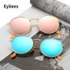 Metal Frame Sunglasses Women Mirror Round Sun Glasses Coating Reflective Retro Sun Glasses  Designer Trend Eyewear